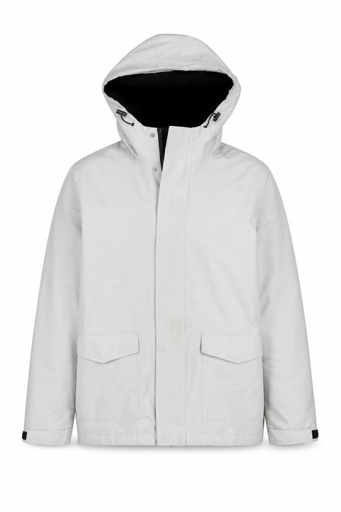 Front view of Primark Men's Grey Waterproof Hooded Parka Jacket Size Small