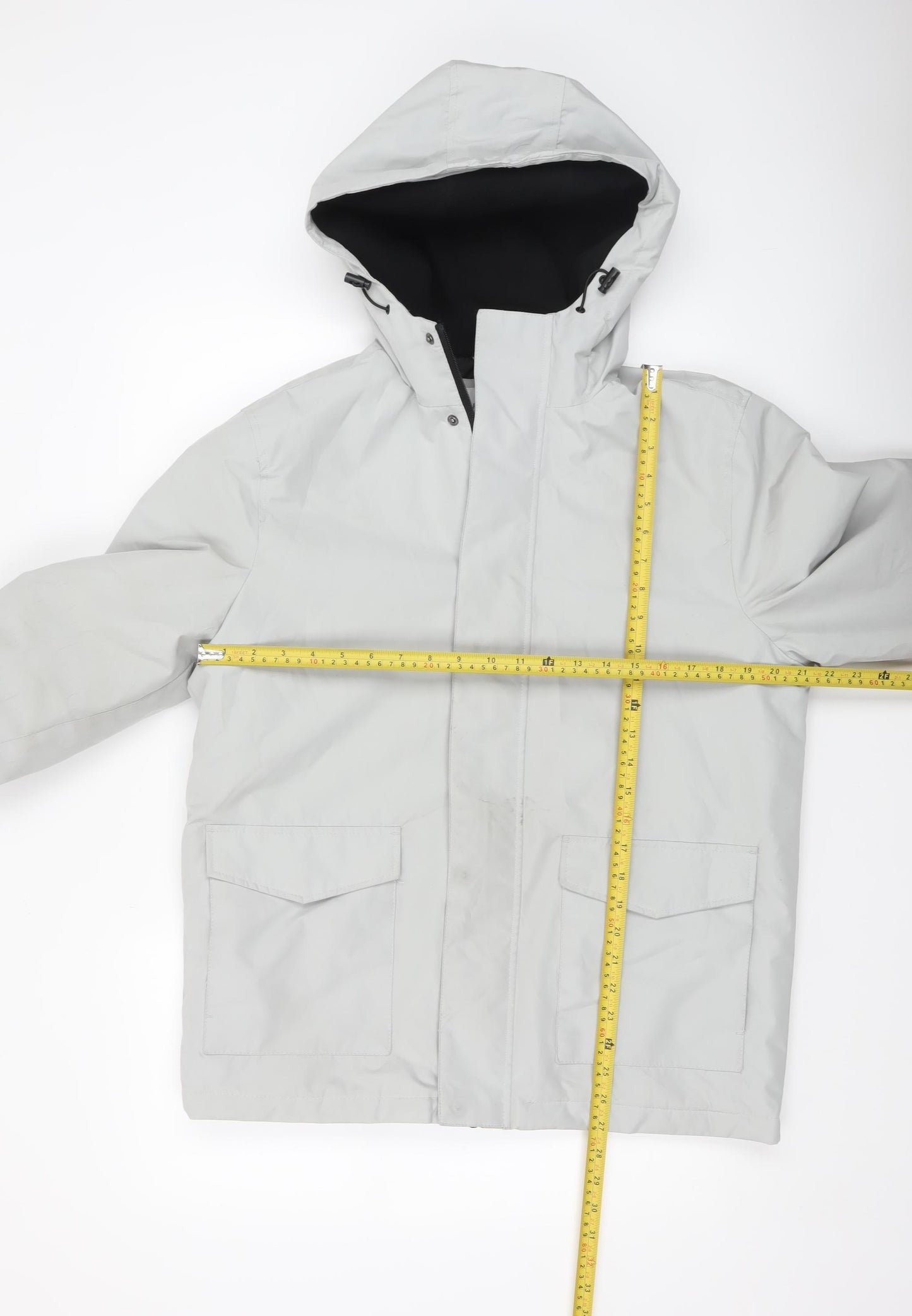 Primark Men's Grey Waterproof Hooded Parka Jacket Size Small