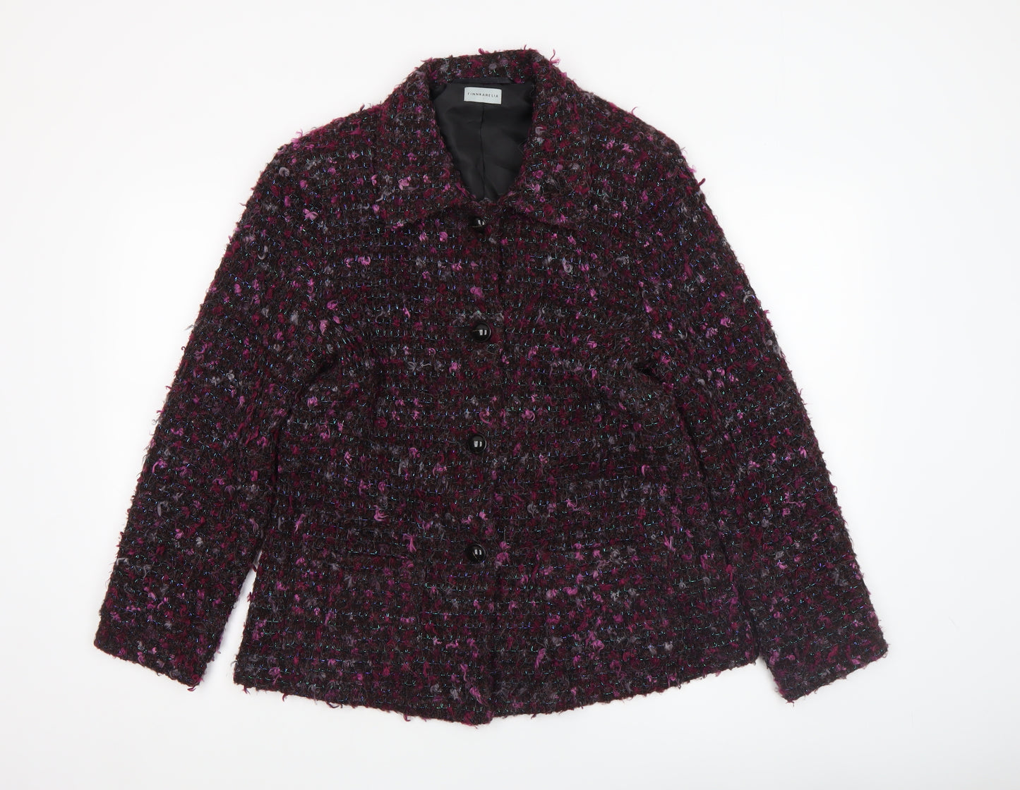 Finnkarelia Women’s Multicoloured Wool Blend Tweed Blazer Jacket Size 14