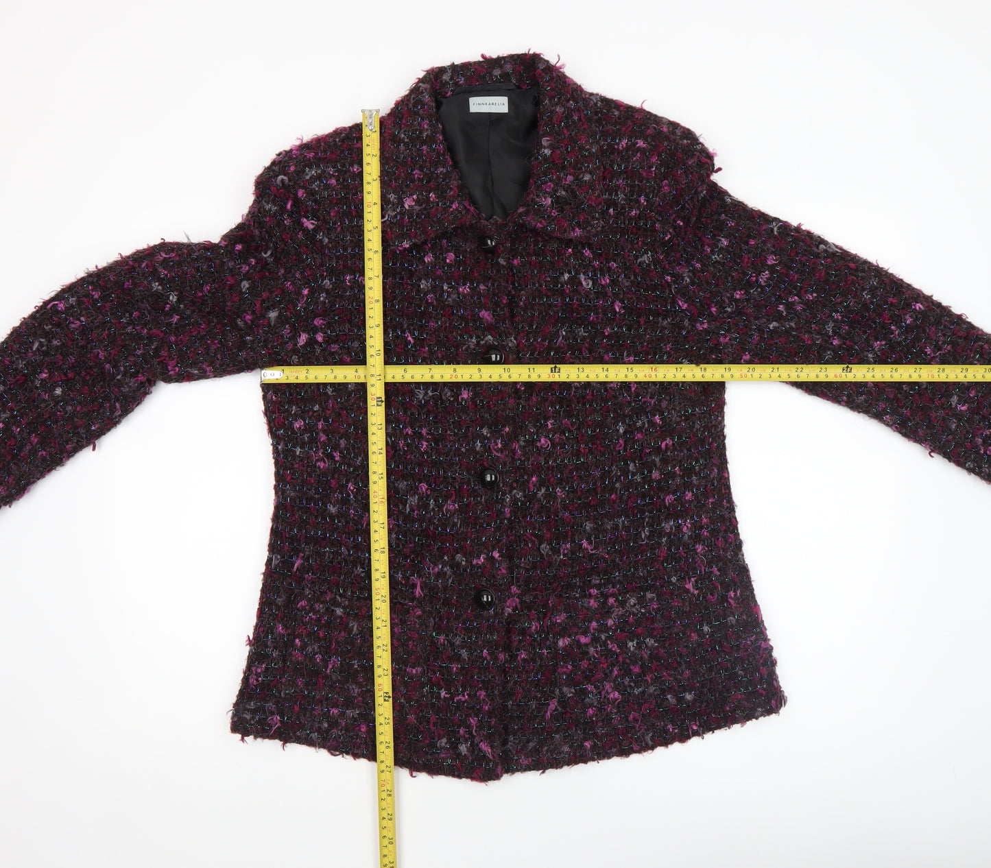 Finnkarelia Women’s Multicoloured Wool Blend Tweed Blazer Jacket Size 14