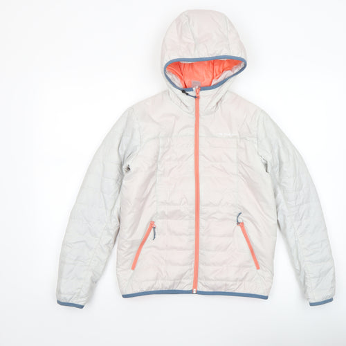 Quechua Girls Ivory Hooded Puffer Jacket 12 Years Polyester Lightweight