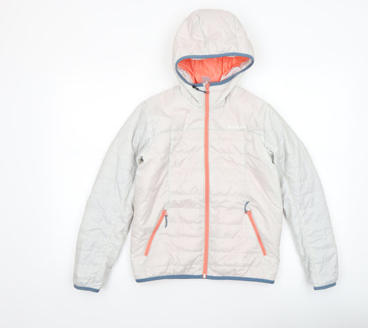Quechua Girls Ivory Hooded Puffer Jacket 12 Years Polyester Lightweight