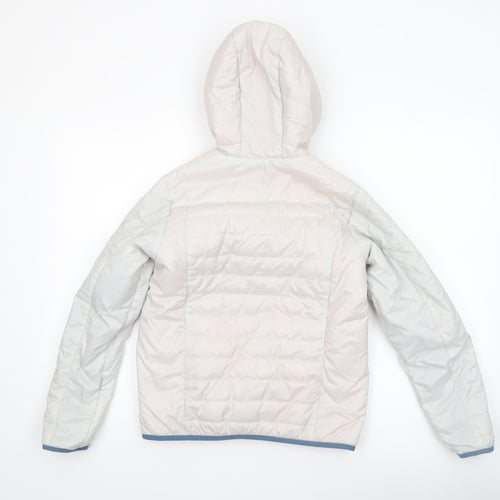 Quechua Girls Ivory Hooded Puffer Jacket 12 Years Polyester Lightweight