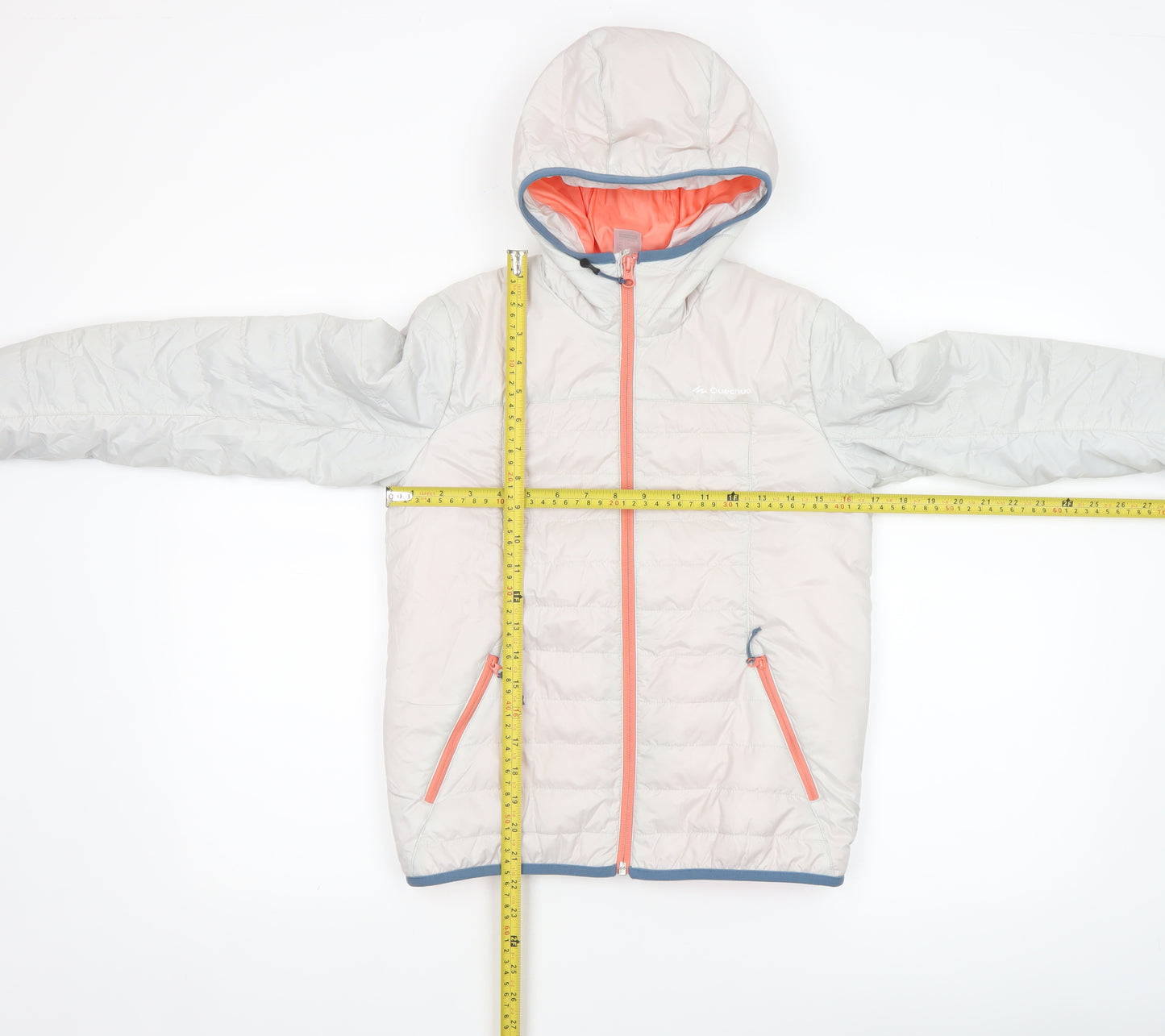 Quechua Girls Ivory Hooded Puffer Jacket 12 Years Polyester Lightweight