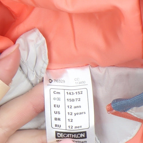 Quechua Girls Ivory Hooded Puffer Jacket 12 Years Polyester Lightweight