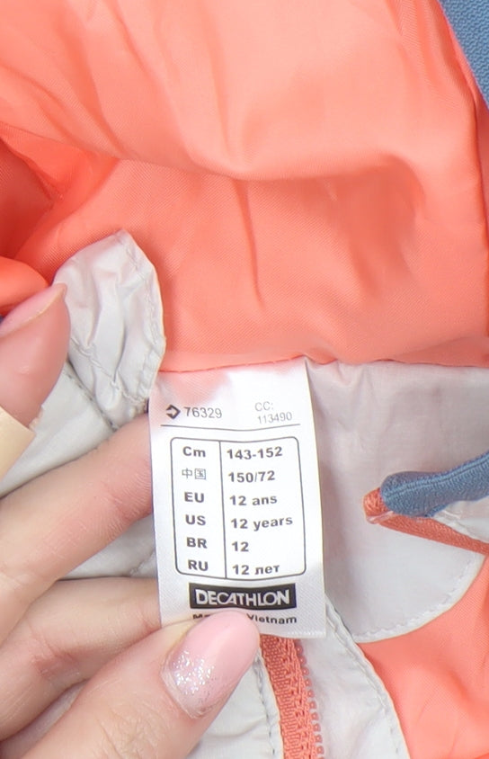 Quechua Girls Ivory Hooded Puffer Jacket 12 Years Polyester Lightweight