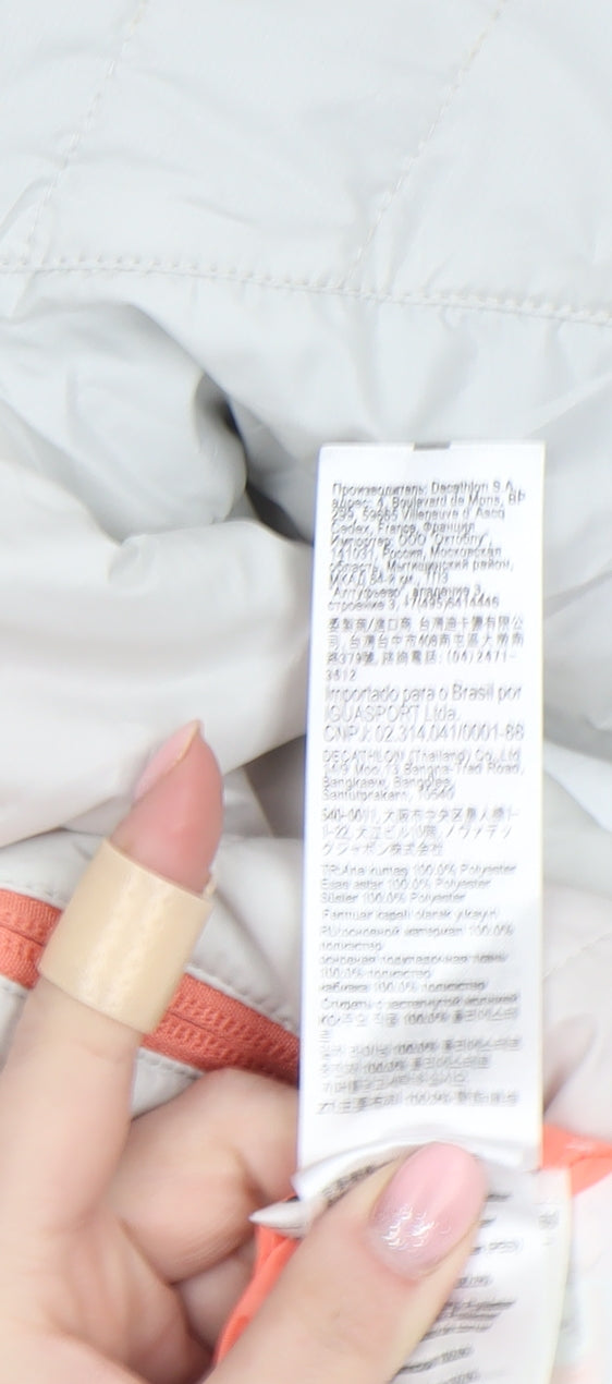 Quechua Girls Ivory Hooded Puffer Jacket 12 Years Polyester Lightweight