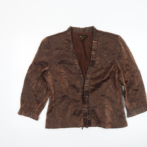 Oblique Petite Women’s Brown Shawl Collar Taffeta Suit Jacket Size 12