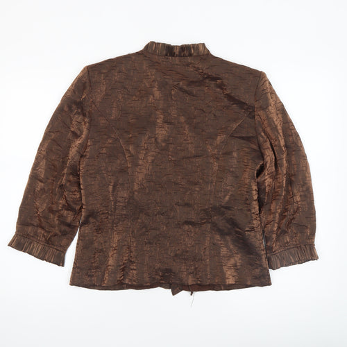 Oblique Petite Women’s Brown Shawl Collar Taffeta Suit Jacket Size 12