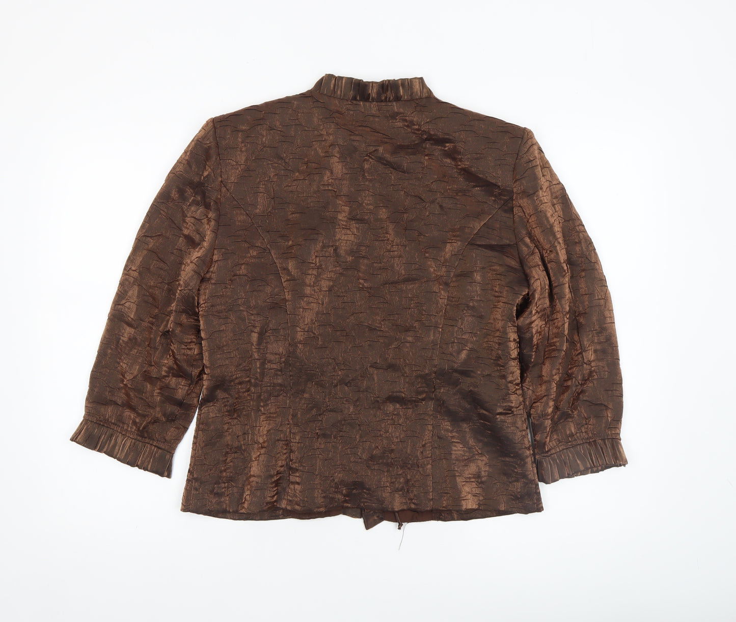 Oblique Petite Women’s Brown Shawl Collar Taffeta Suit Jacket Size 12