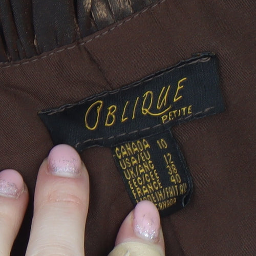 Oblique Petite Women’s Brown Shawl Collar Taffeta Suit Jacket Size 12