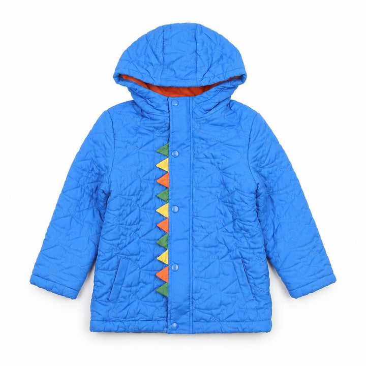 Mothercare Boys Blue Dinosaur Hooded Puffer Jacket 5-6 Years Quilted Lined