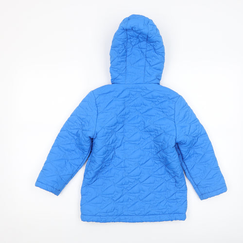 Mothercare Boys Blue Dinosaur Hooded Puffer Jacket 5-6 Years Quilted Lined