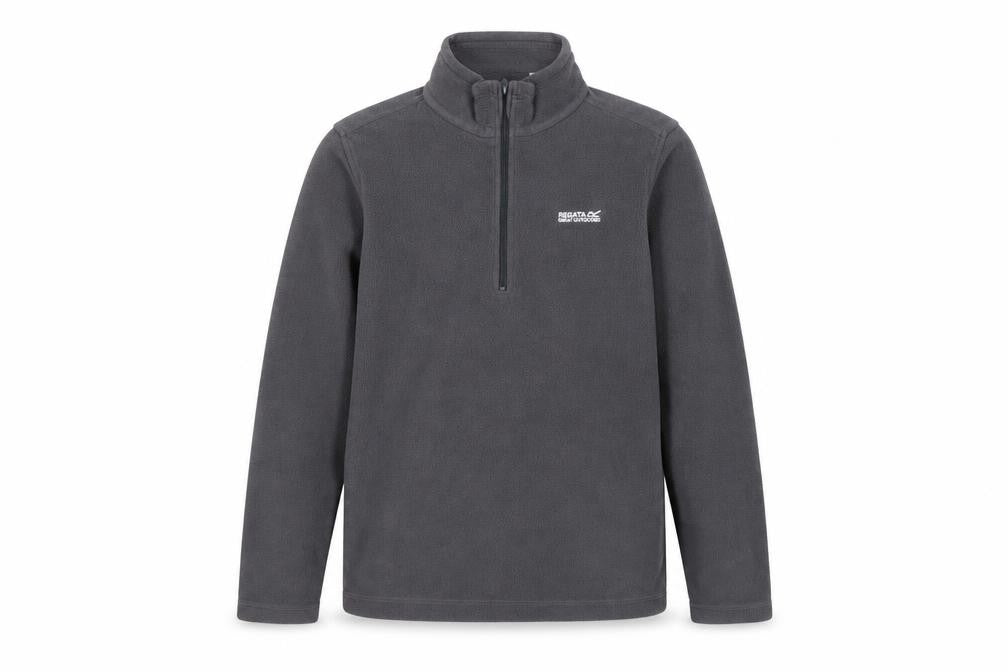 Front view of Regatta boys’ grey fleece 1/4 zip sweatshirt 13 years outdoor pullover