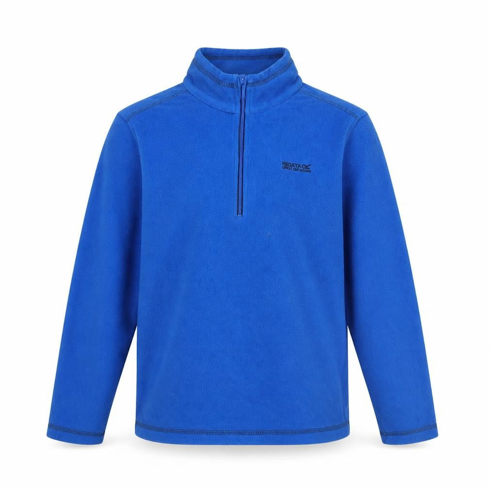 Front view of Regatta boys’ blue fleece 1/4 zip pullover sweatshirt 11-12 years