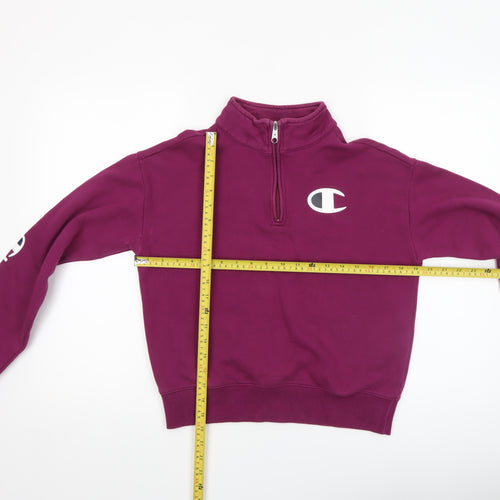 Champion Womens Purple 1/4 Zip Pullover Sweatshirt Small Logo Athletic