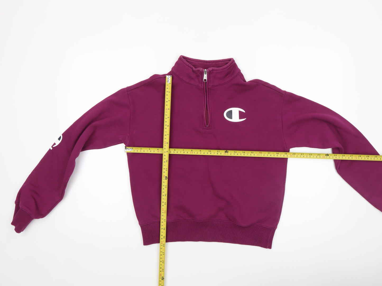 Champion Womens Purple 1/4 Zip Pullover Sweatshirt Small Logo Athletic
