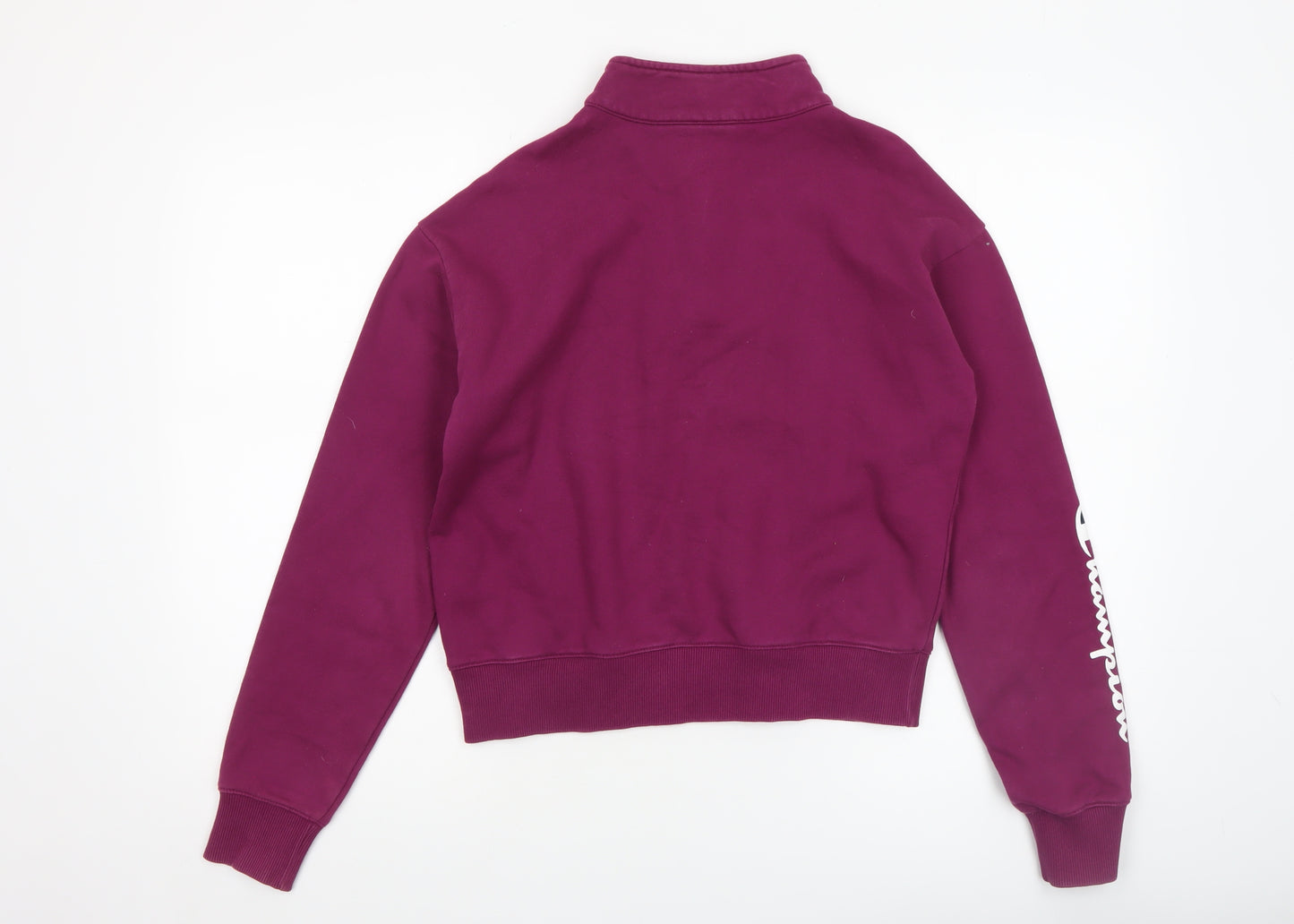 Champion Womens Purple 1/4 Zip Pullover Sweatshirt Small Logo Athletic