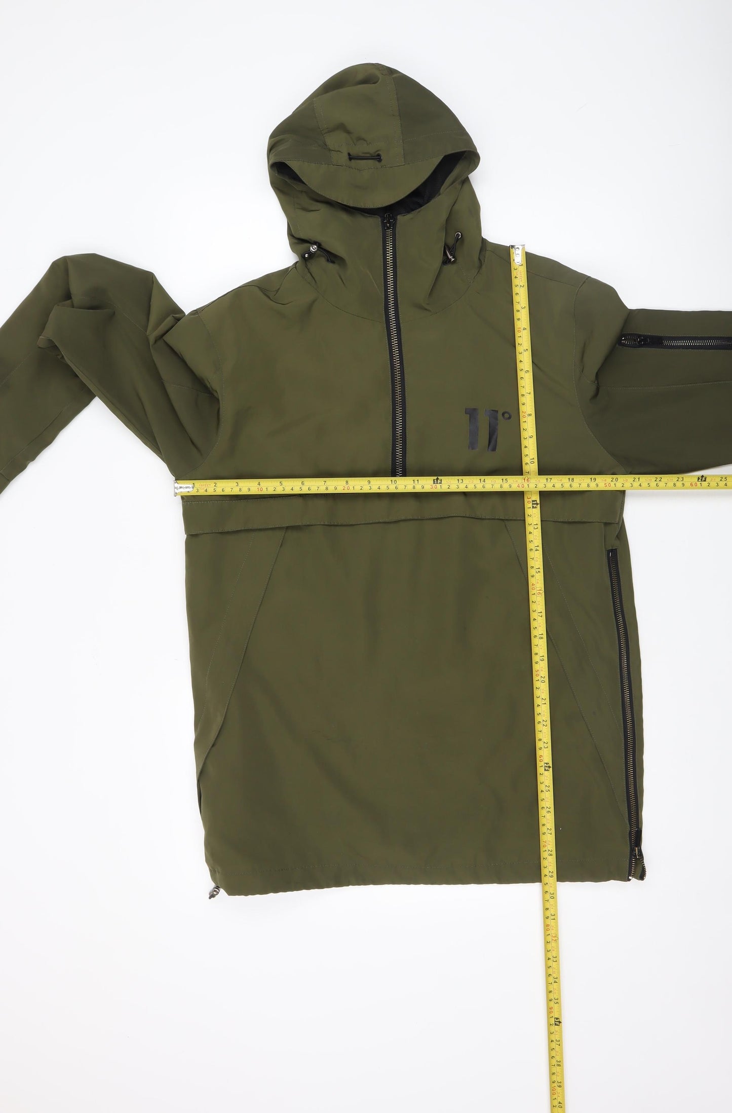 11 Degrees Men's Green Hooded Anorak Jacket Size M Regular Fit