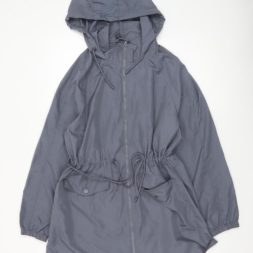 Primark Women Grey Hooded Anorak Jacket Size 12 Regular Fit