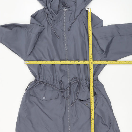 Primark Women Grey Hooded Anorak Jacket Size 12 Regular Fit
