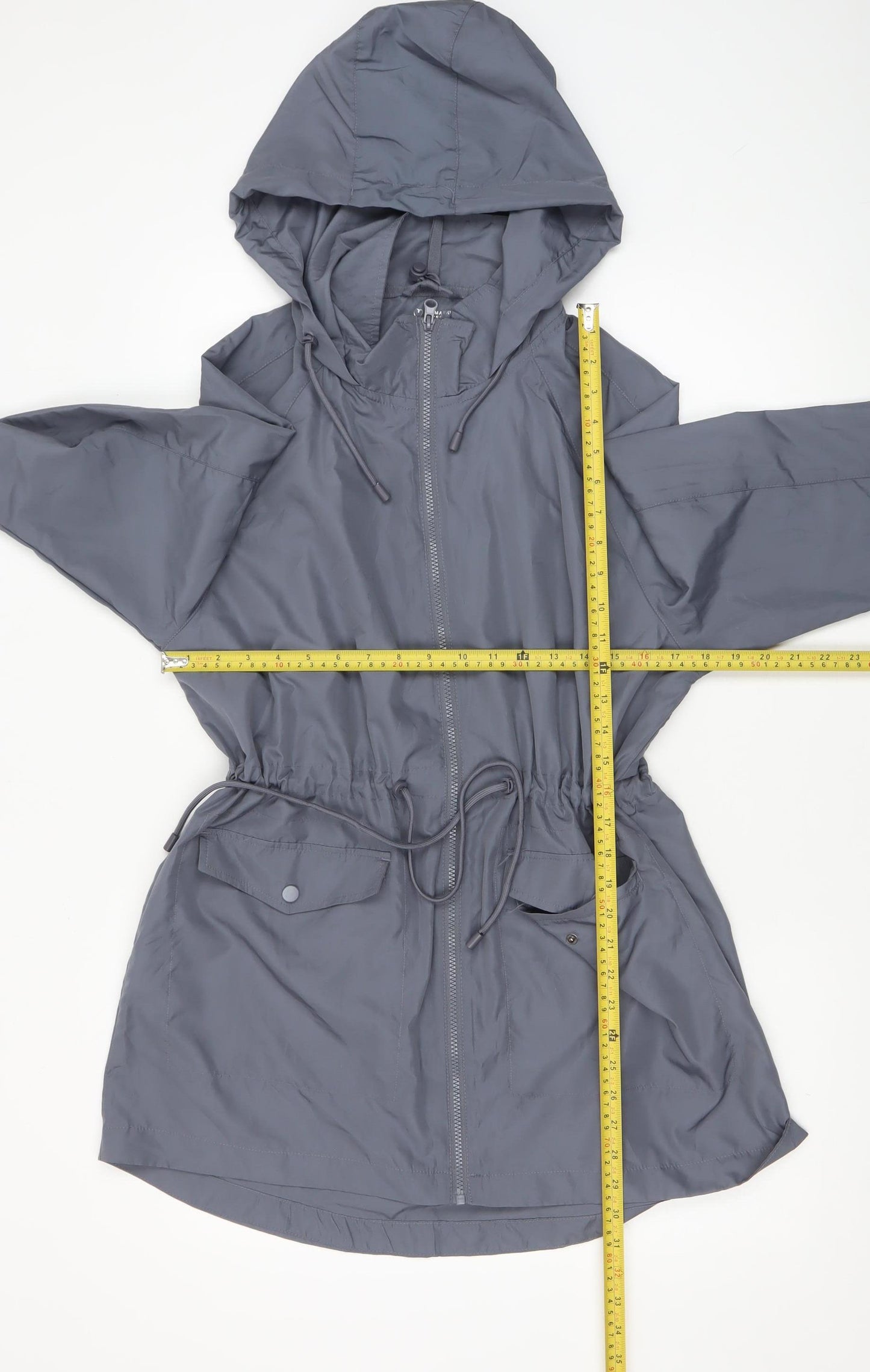 Primark Women Grey Hooded Anorak Jacket Size 12 Regular Fit