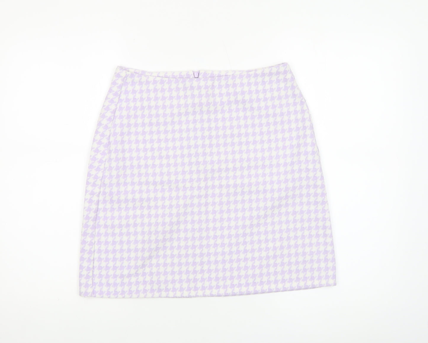 Noisy May Women's Purple Check Tweed Short Pencil Skirt Size S
