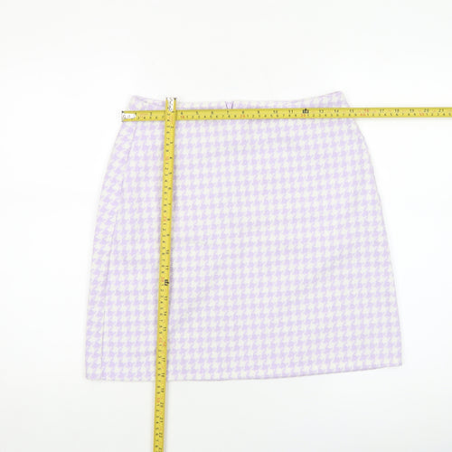Noisy May Women's Purple Check Tweed Short Pencil Skirt Size S