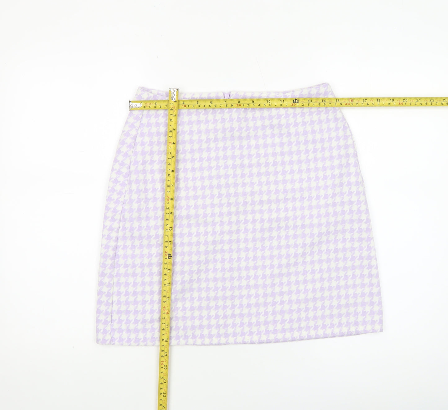 Noisy May Women's Purple Check Tweed Short Pencil Skirt Size S