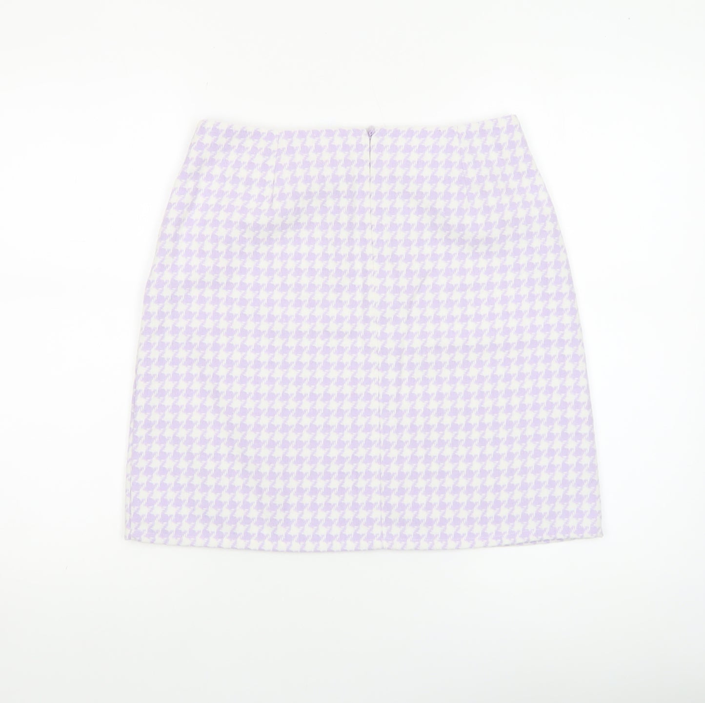Noisy May Women's Purple Check Tweed Short Pencil Skirt Size S