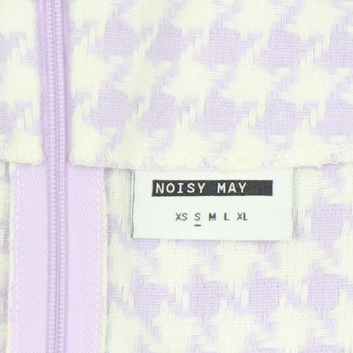Noisy May Women's Purple Check Tweed Short Pencil Skirt Size S
