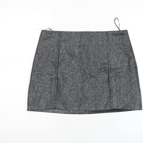 Primark Women Grey Glitter Short Pencil Skirt Size 14