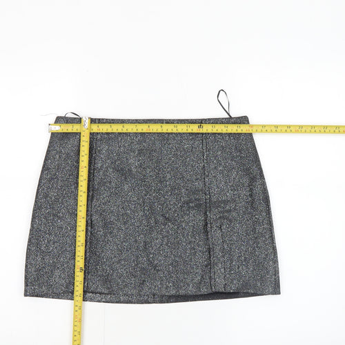 Primark Women Grey Glitter Short Pencil Skirt Size 14