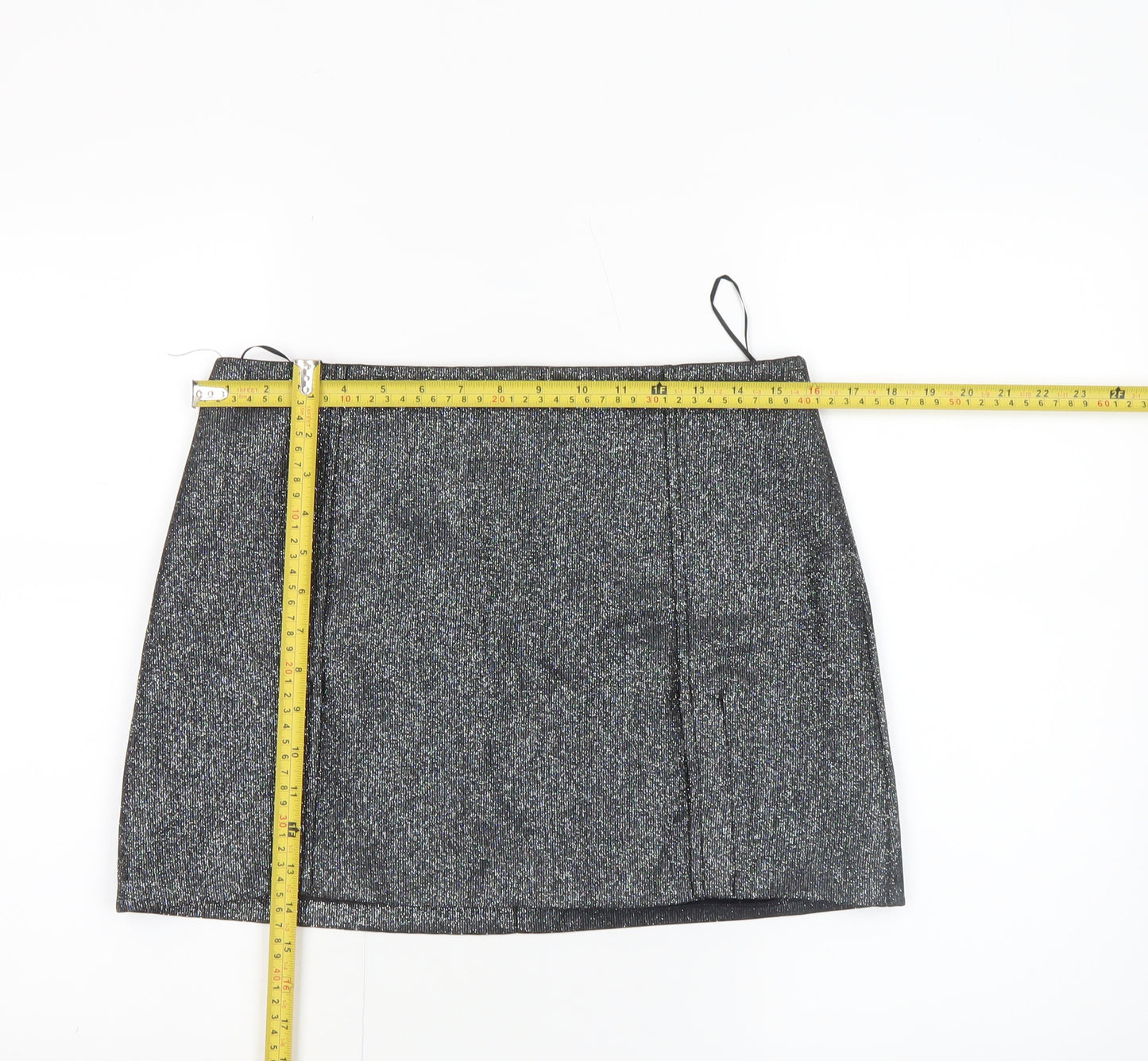 Primark Women Grey Glitter Short Pencil Skirt Size 14