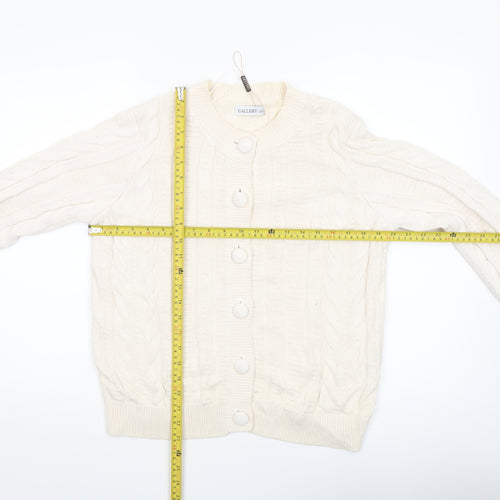 Gallery Womens Ivory Cable Knit Button Cardigan Size 14