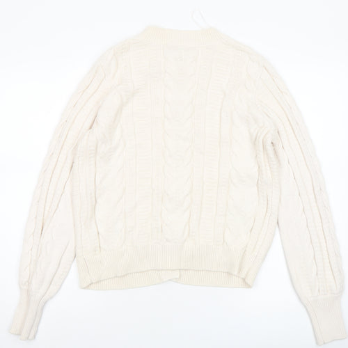 Gallery Womens Ivory Cable Knit Button Cardigan Size 14