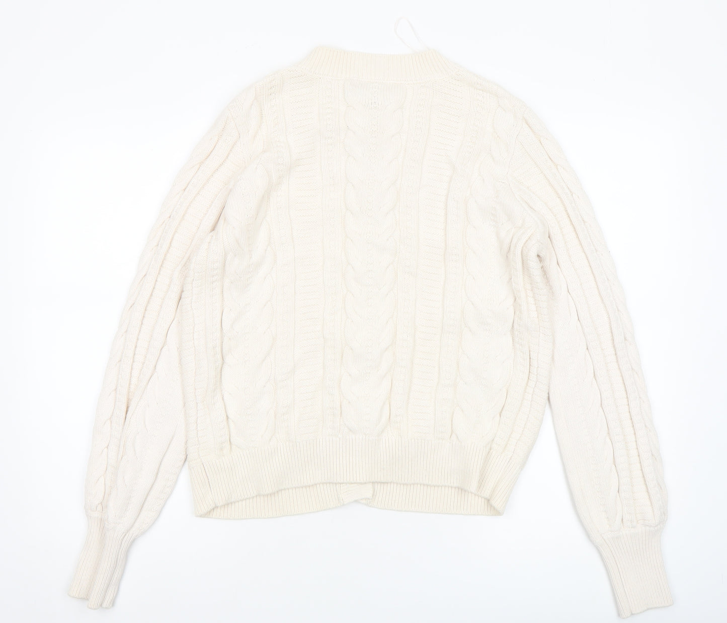 Gallery Womens Ivory Cable Knit Button Cardigan Size 14