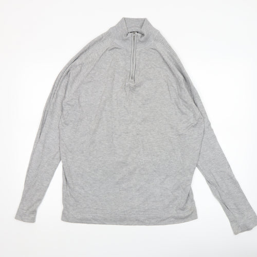 River Island Men's Grey L 1/2 Zip High Neck Lightweight Jumper