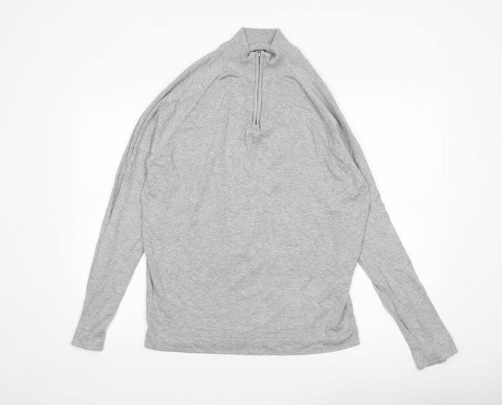River Island Men's Grey L 1/2 Zip High Neck Lightweight Jumper