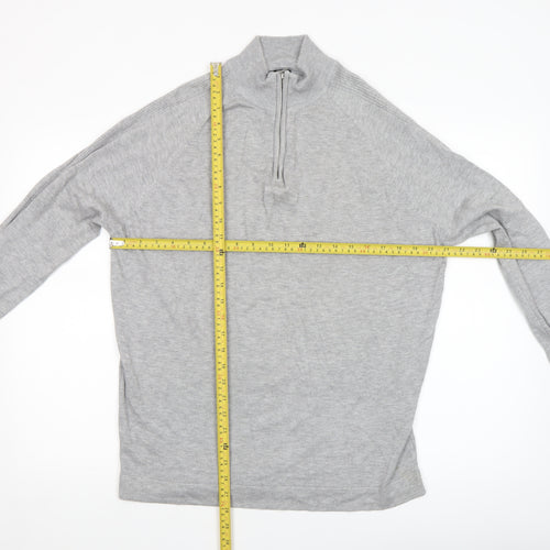 River Island Men's Grey L 1/2 Zip High Neck Lightweight Jumper