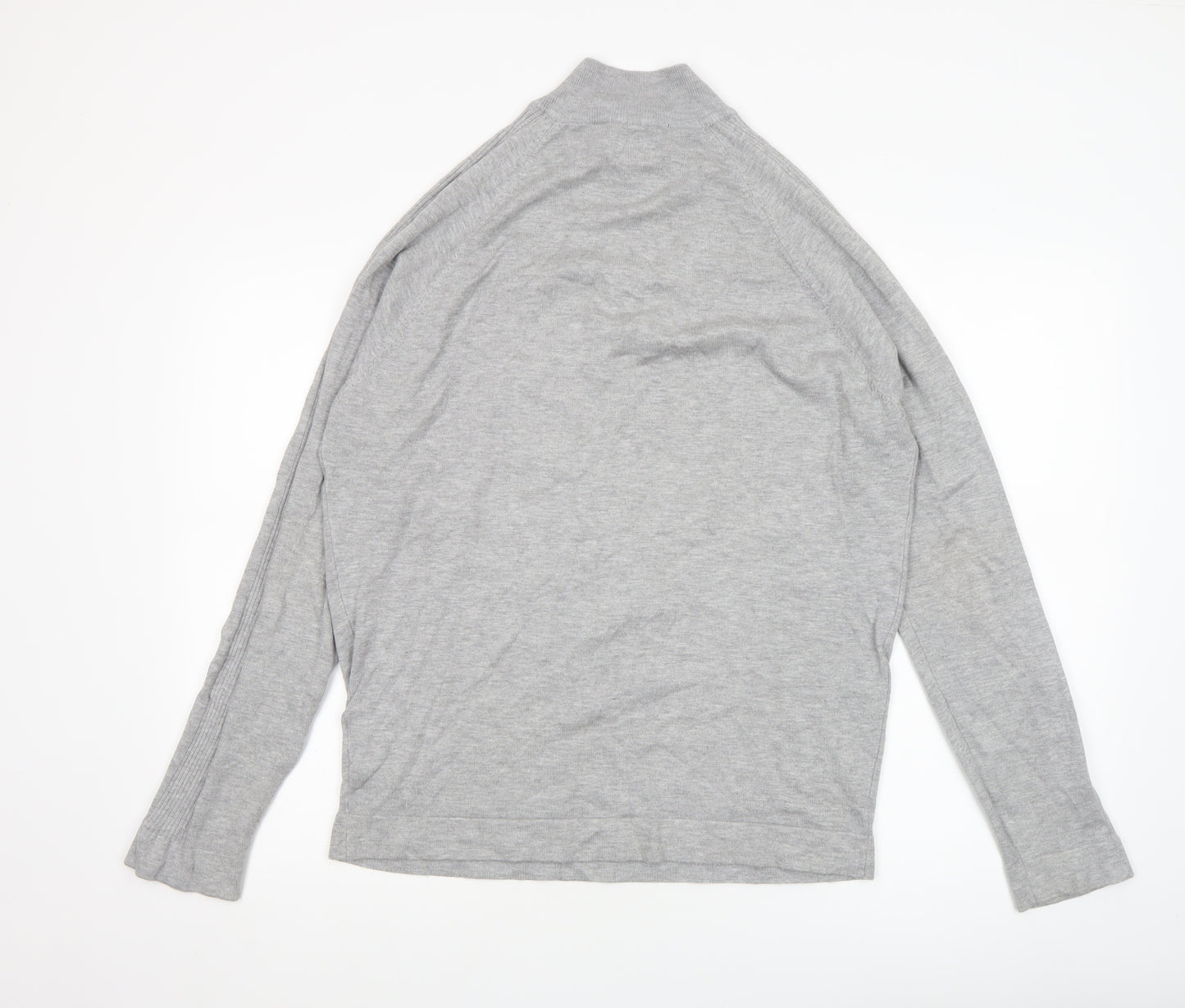 River Island Men's Grey L 1/2 Zip High Neck Lightweight Jumper