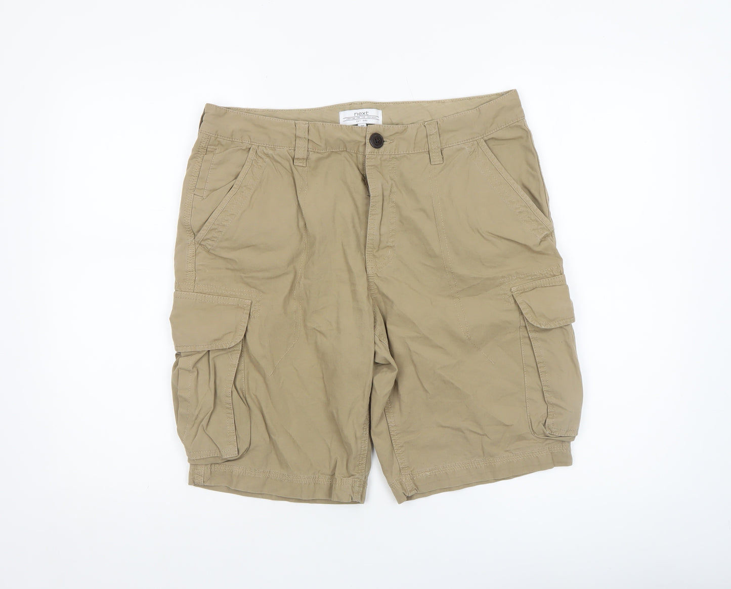 Next Men's Beige Cargo Shorts Size 32 Regular Fit Cotton Casual