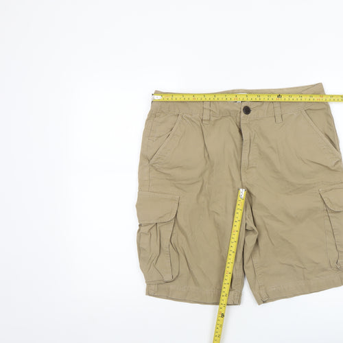 Next Men's Beige Cargo Shorts Size 32 Regular Fit Cotton Casual