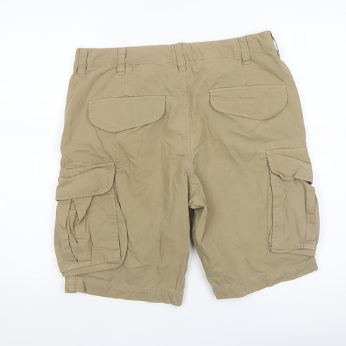 Next Men's Beige Cargo Shorts Size 32 Regular Fit Cotton Casual