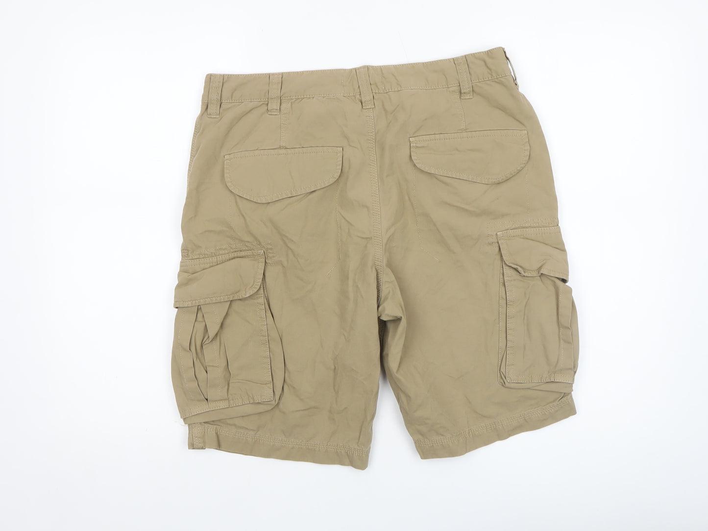 Next Men's Beige Cargo Shorts Size 32 Regular Fit Cotton Casual