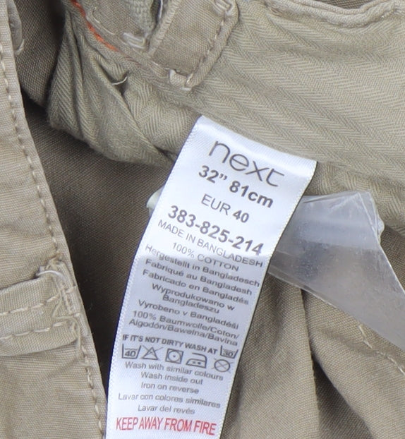 Next Men's Beige Cargo Shorts Size 32 Regular Fit Cotton Casual