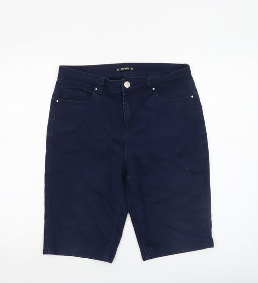 Dunnes Women's Blue Bermuda Shorts Size 12 Stretch Cotton Casual