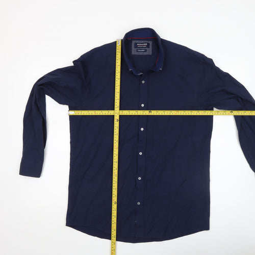 Advise Men's Blue Long Sleeve Tailored Slim Fit Button-Up Shirt Size L