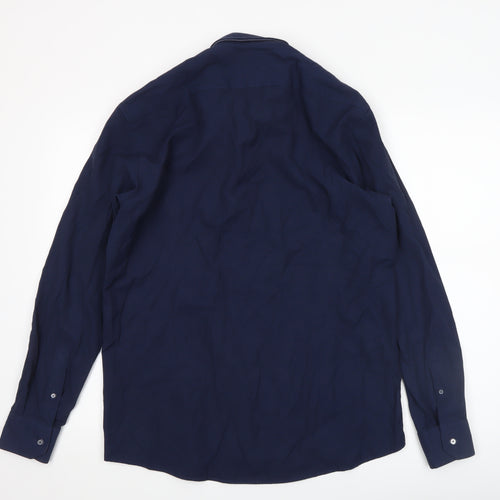Advise Men's Blue Long Sleeve Tailored Slim Fit Button-Up Shirt Size L