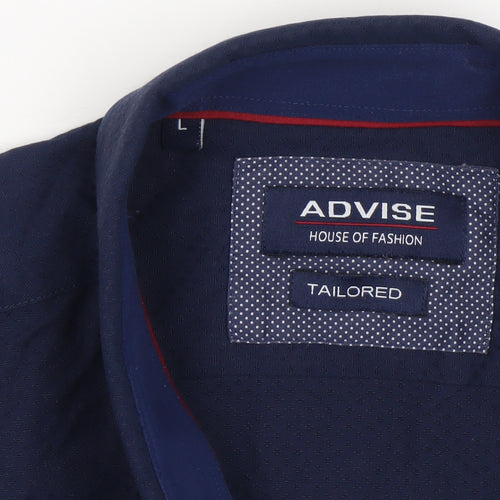 Advise Men's Blue Long Sleeve Tailored Slim Fit Button-Up Shirt Size L
